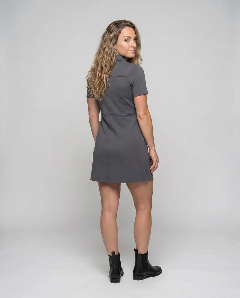 Damen Polo-Kleid mit praktischem Reißverschluss und Taschen