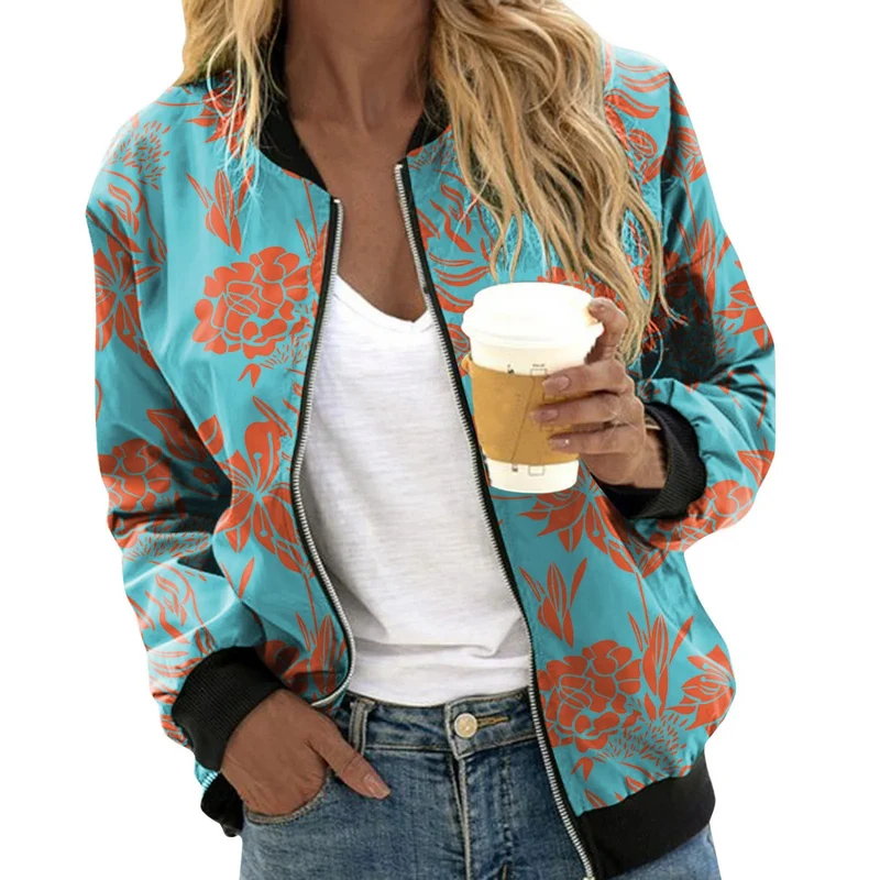 elegante Bomberjacke mit floralem Druck