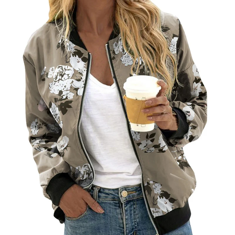 elegante Bomberjacke mit floralem Druck