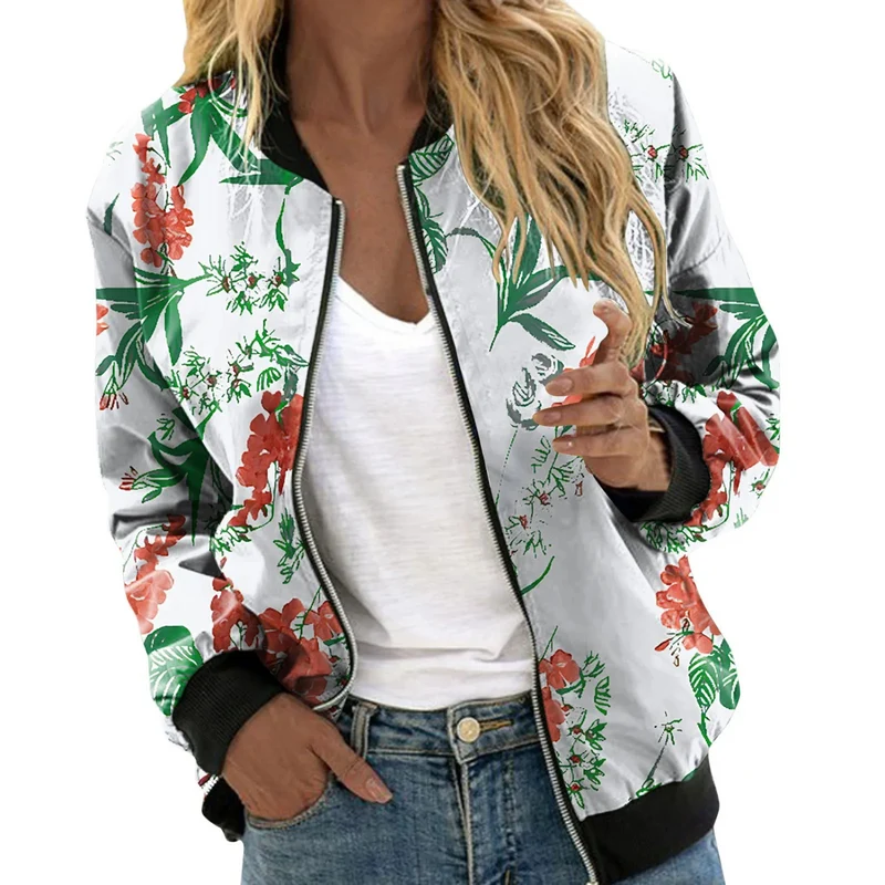 elegante Bomberjacke mit floralem Druck