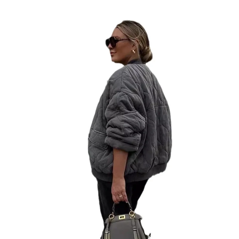 Damen gesteppte Oversized-Bomberjacke mit weichem Futter und luxuriösem Schnitt