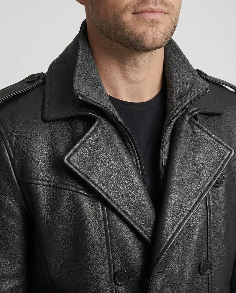 Doppelreihiger Leder-Trenchcoat Herren - Arvani