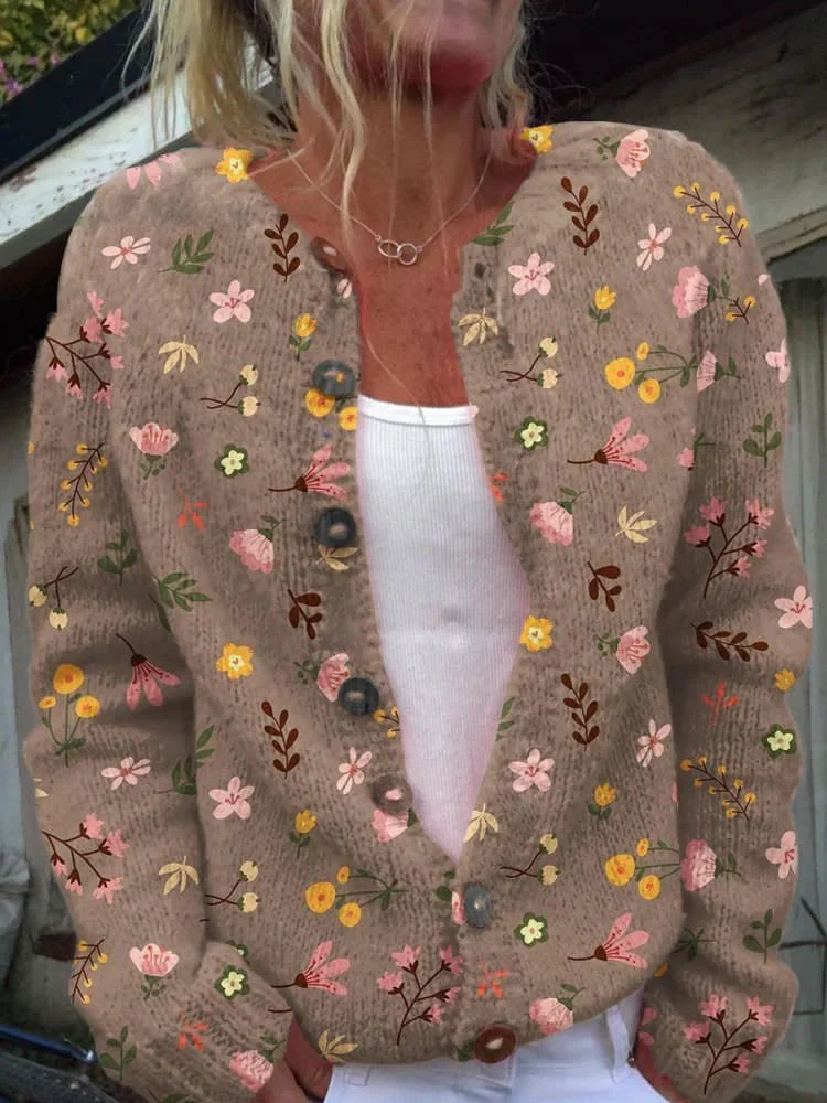 Bequemer Strick Damen Cardigan mit Knöpfen