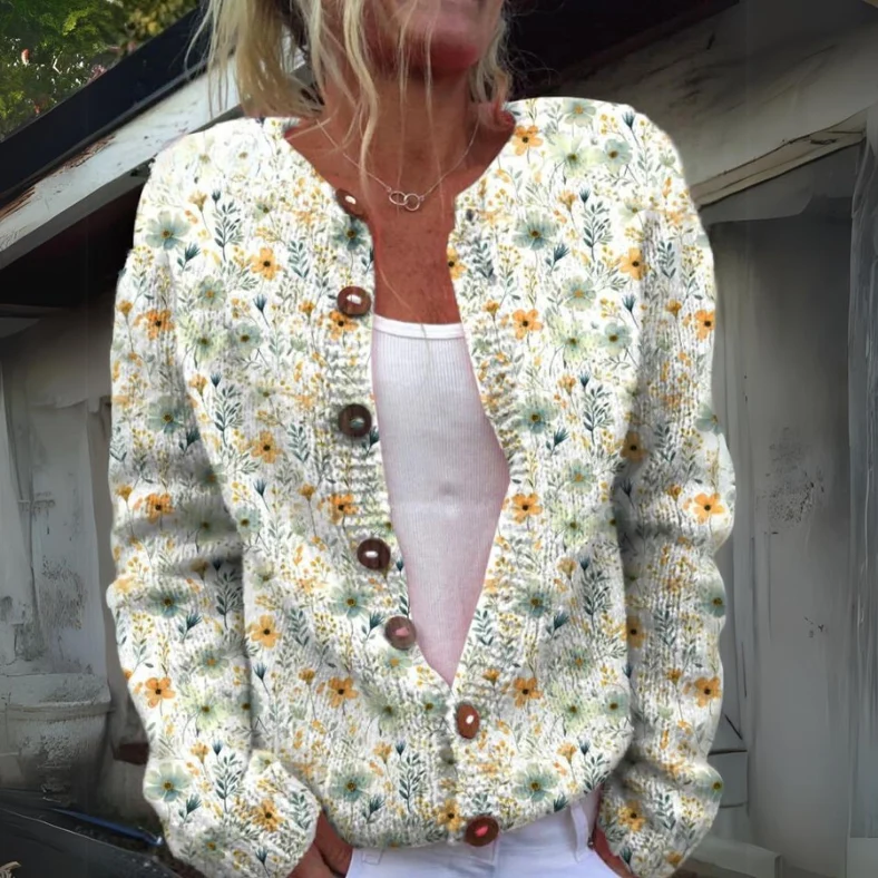 Bequemer Strick Damen Cardigan mit Knöpfen