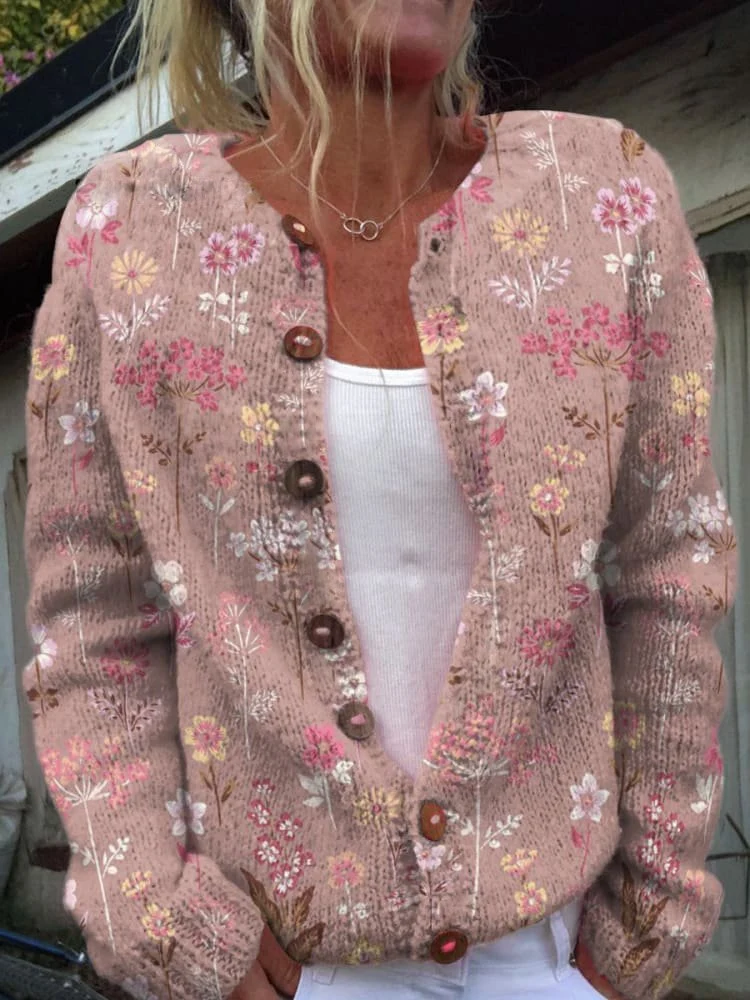 Bequemer Strick Damen Cardigan mit Knöpfen