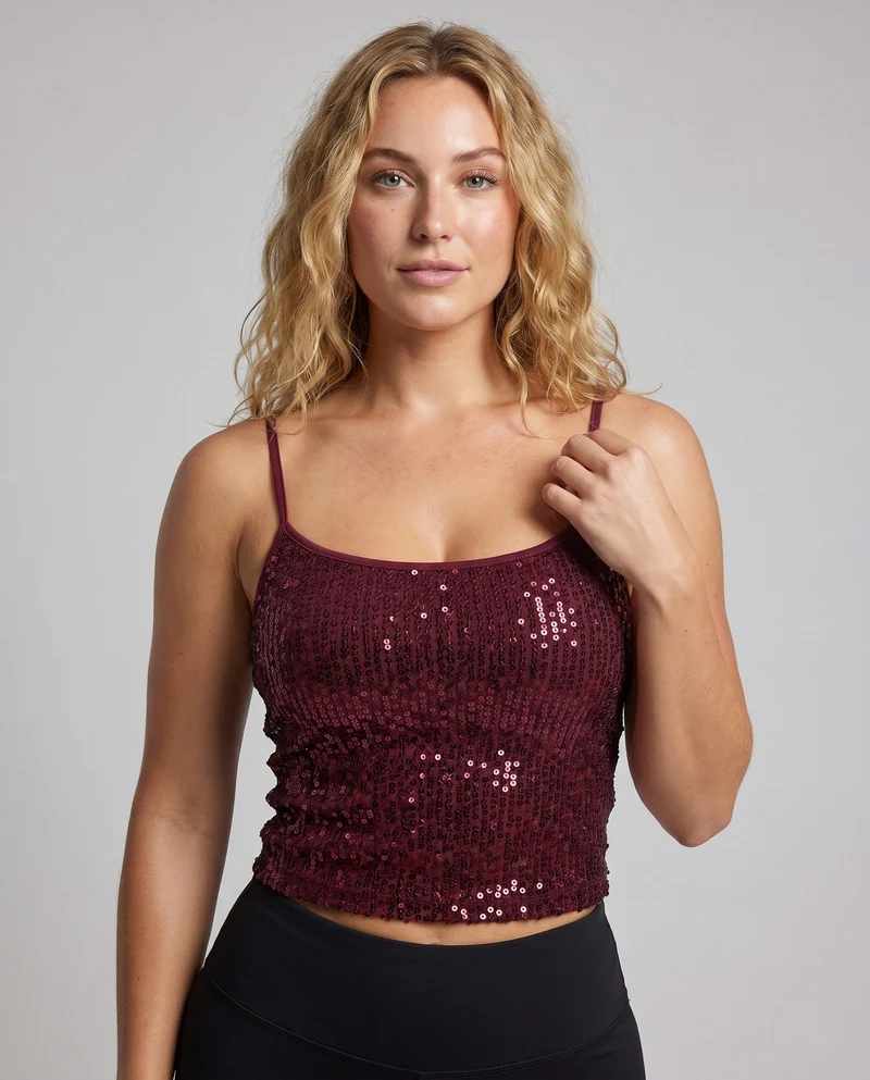 Damen Glitzerndes Spaghetti-Top aus funkelndem Material Nord Taschen