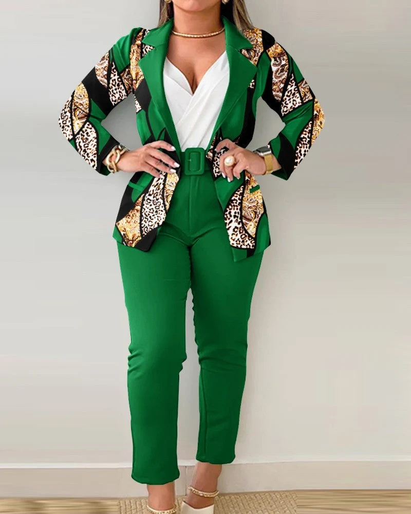 Damen Blazer-Set mit figurbetontem Schnitt und modischem Leopardenmuster Nord Taschen