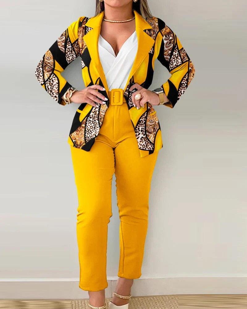 Damen Blazer-Set mit figurbetontem Schnitt und modischem Leopardenmuster Nord Taschen
