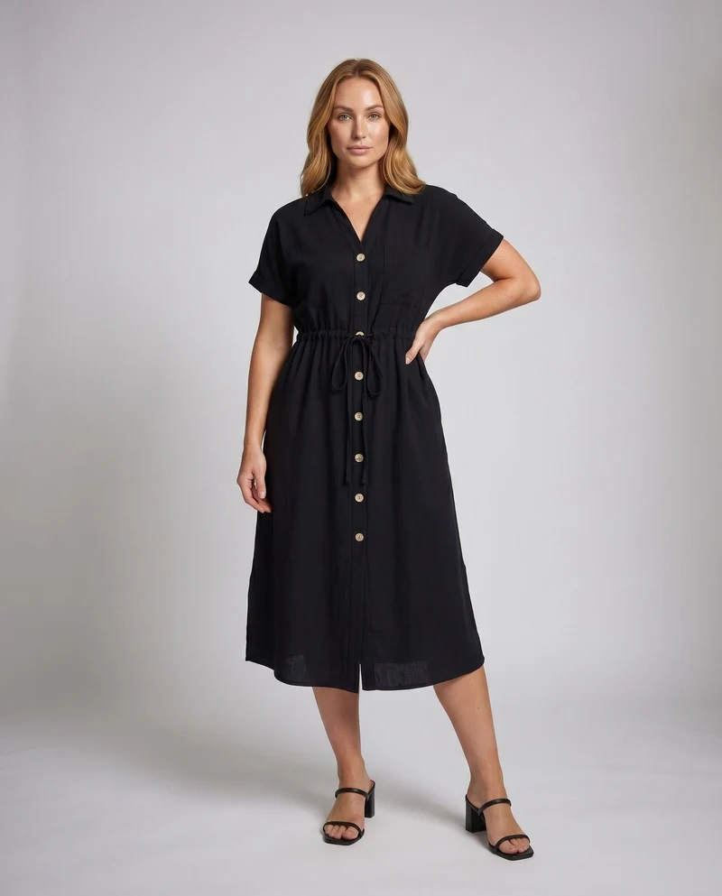 Damen Hemdblusenkleid mit tropischem Chic