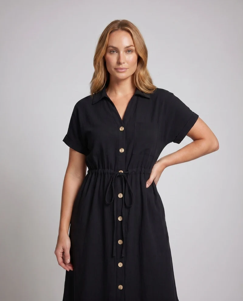 Damen Hemdblusenkleid mit tropischem Chic
