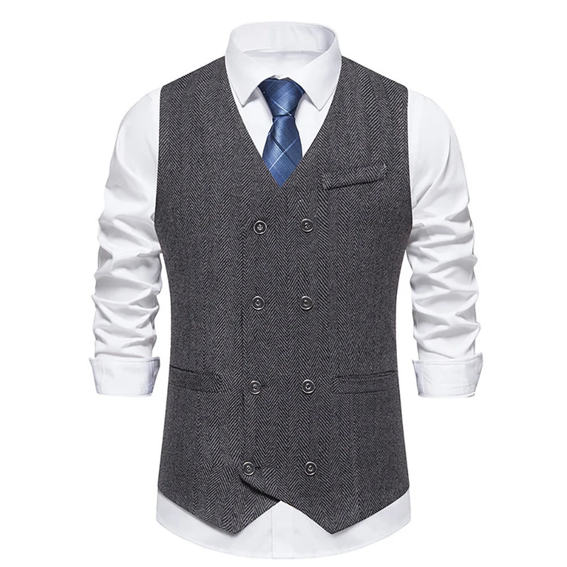 Herren elegante Doppelreiher-Weste im strukturierten Design
