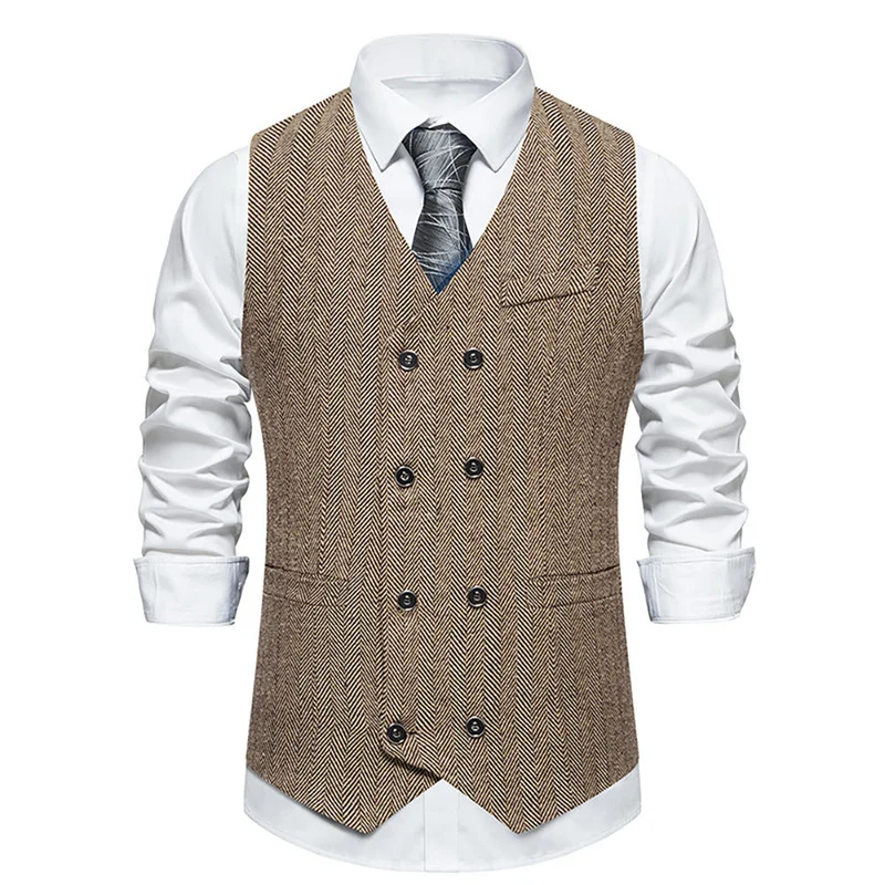 Herren elegante Doppelreiher-Weste im strukturierten Design