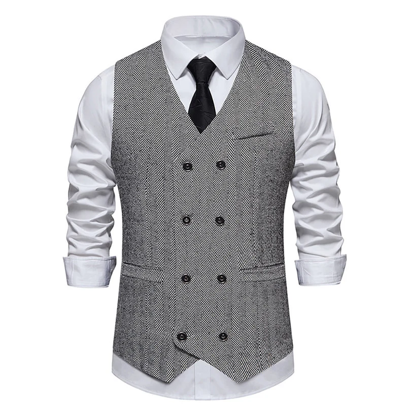 Herren elegante Doppelreiher-Weste im strukturierten Design