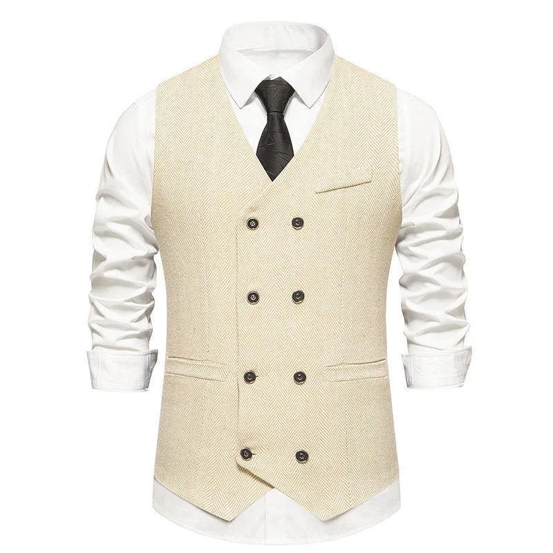 Herren elegante Doppelreiher-Weste im strukturierten Design