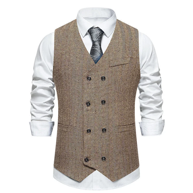 Herren elegante Doppelreiher-Weste im strukturierten Design