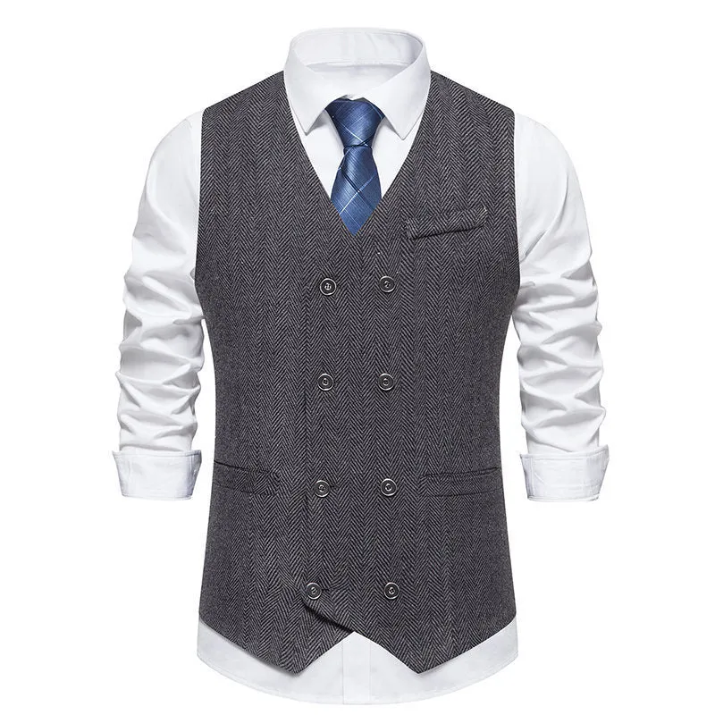 Herren elegante Doppelreiher-Weste im strukturierten Design