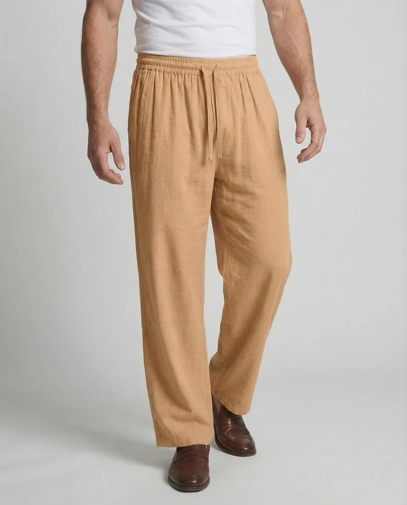 Herren Leinenhose Weit Elastischer Bund