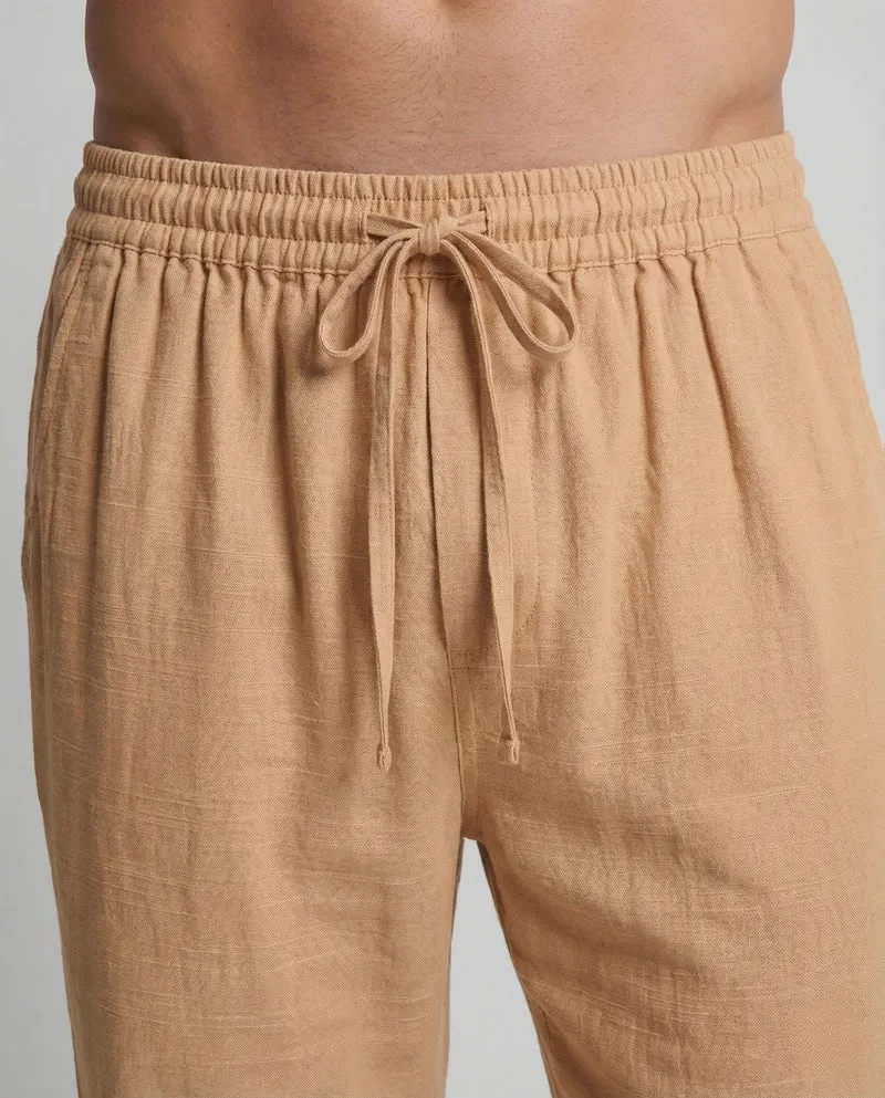 Herren Leinenhose Weit Elastischer Bund