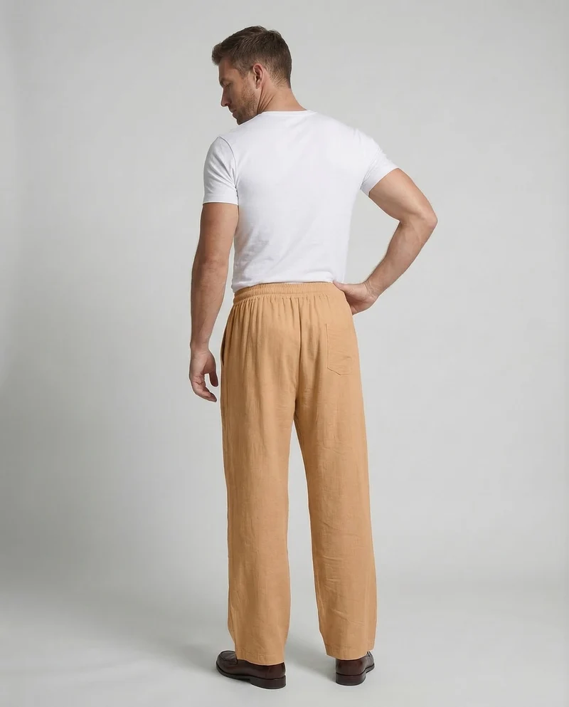 Herren Leinenhose Weit Elastischer Bund
