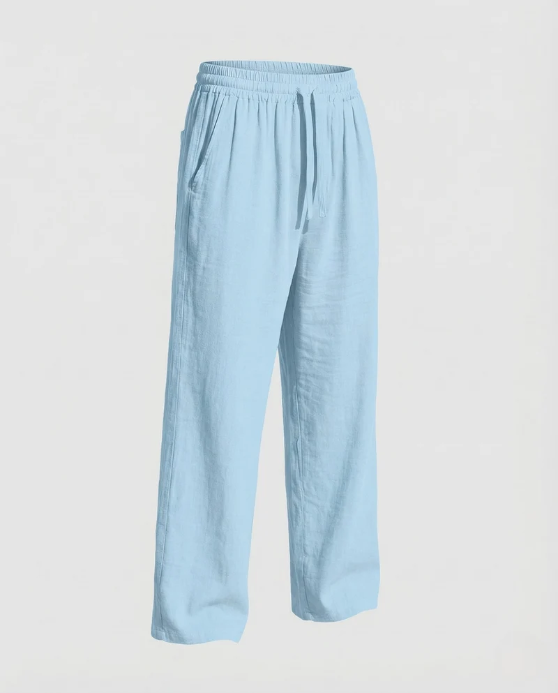 Herren Leinenhose Weit Elastischer Bund
