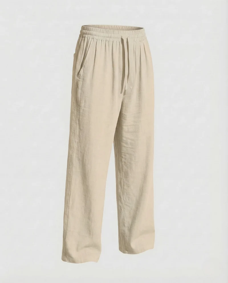 Herren Leinenhose Weit Elastischer Bund