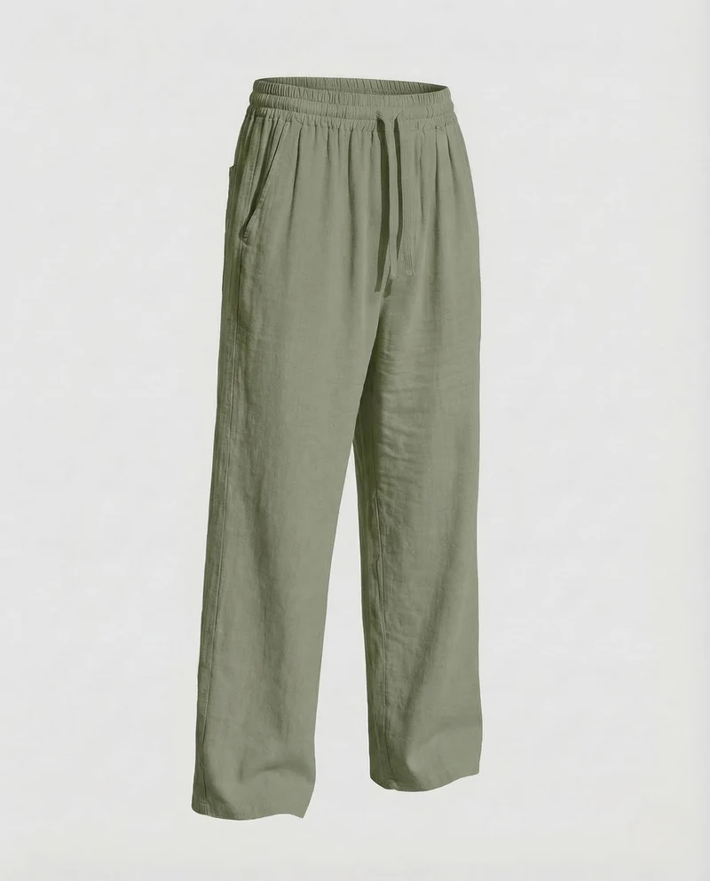 Herren Leinenhose Weit Elastischer Bund