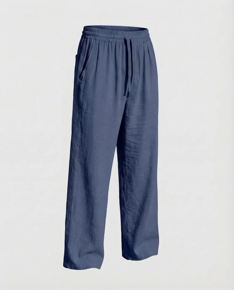 Herren Leinenhose Weit Elastischer Bund