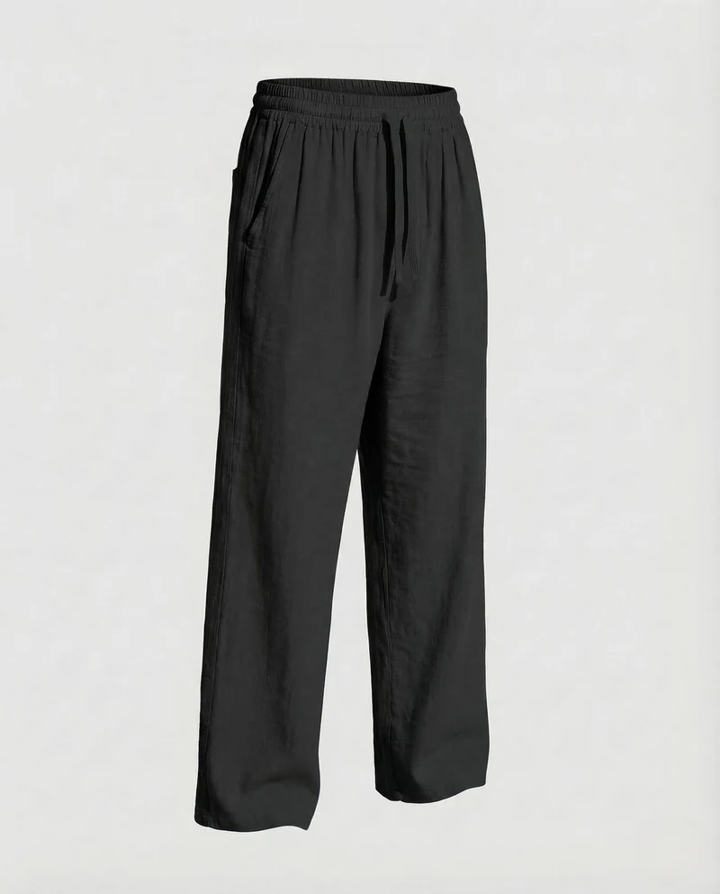 Herren Leinenhose Weit Elastischer Bund