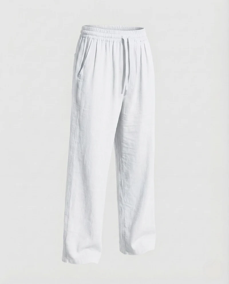 Herren Leinenhose Weit Elastischer Bund