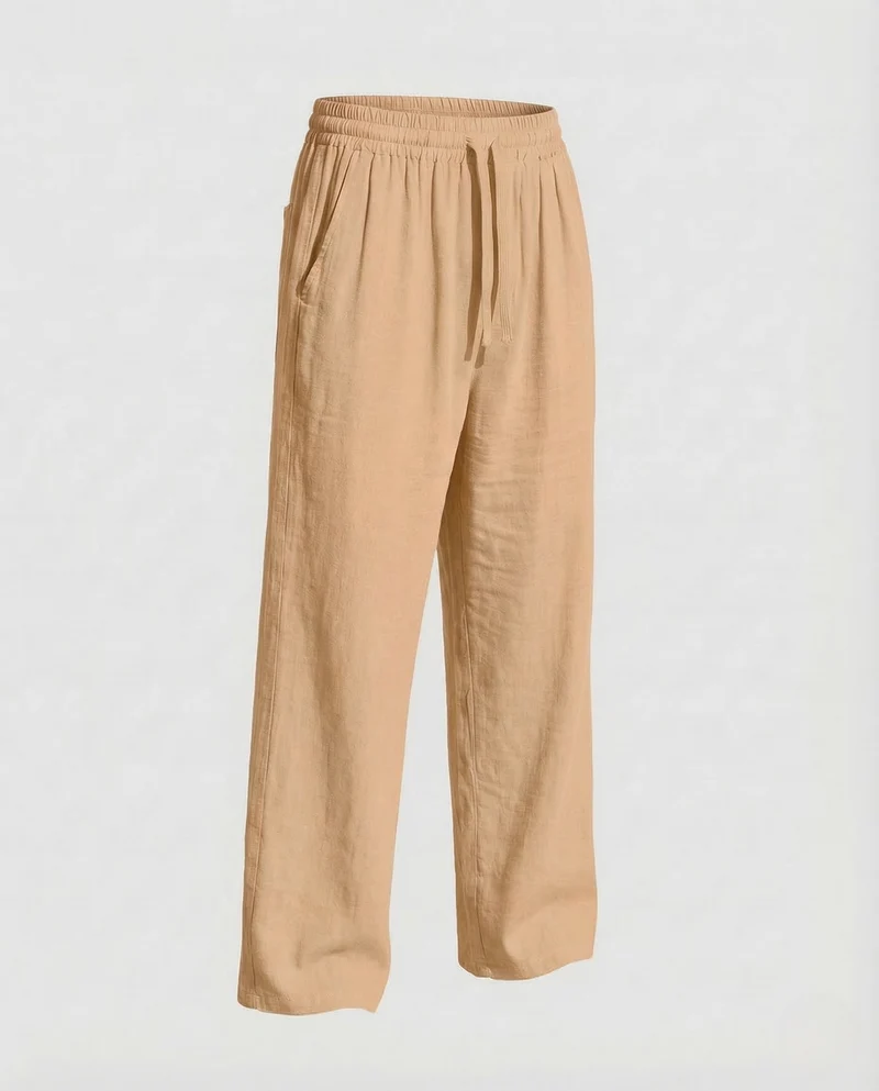 Herren Leinenhose Weit Elastischer Bund