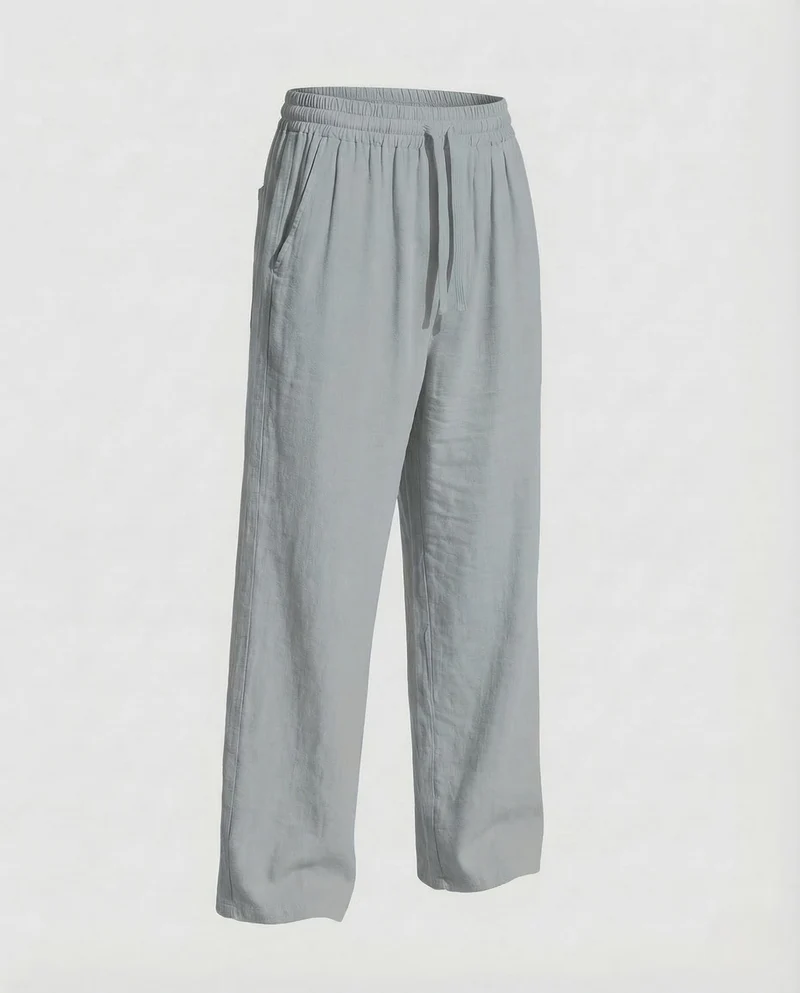 Herren Leinenhose Weit Elastischer Bund