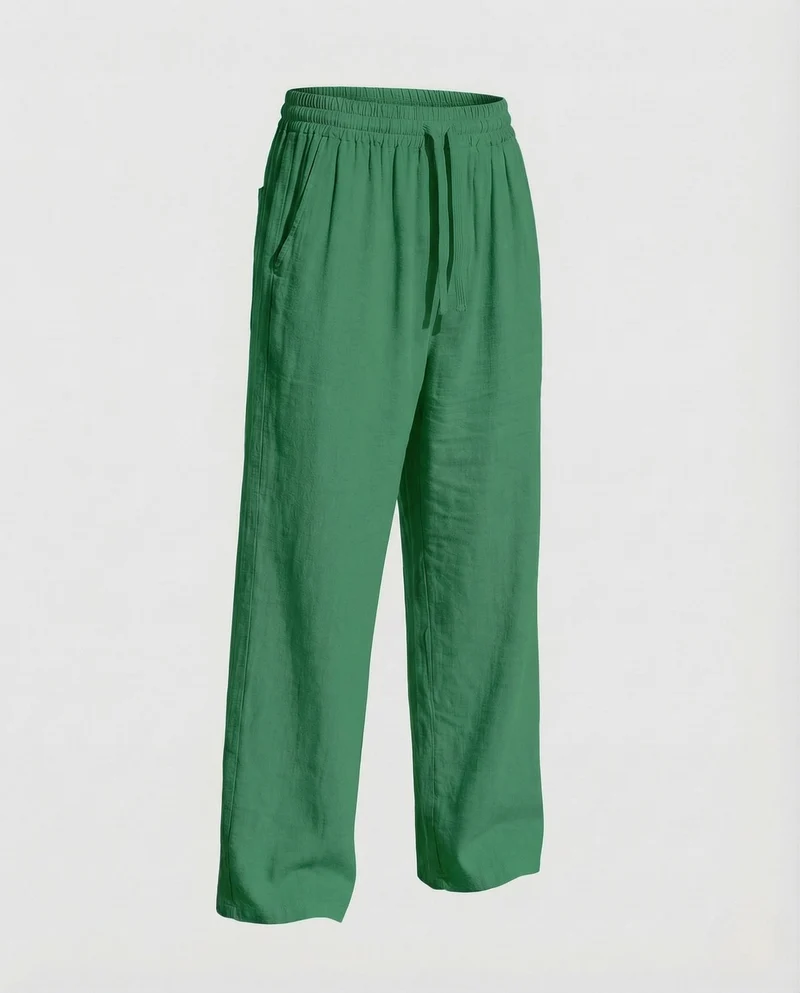 Herren Leinenhose Weit Elastischer Bund