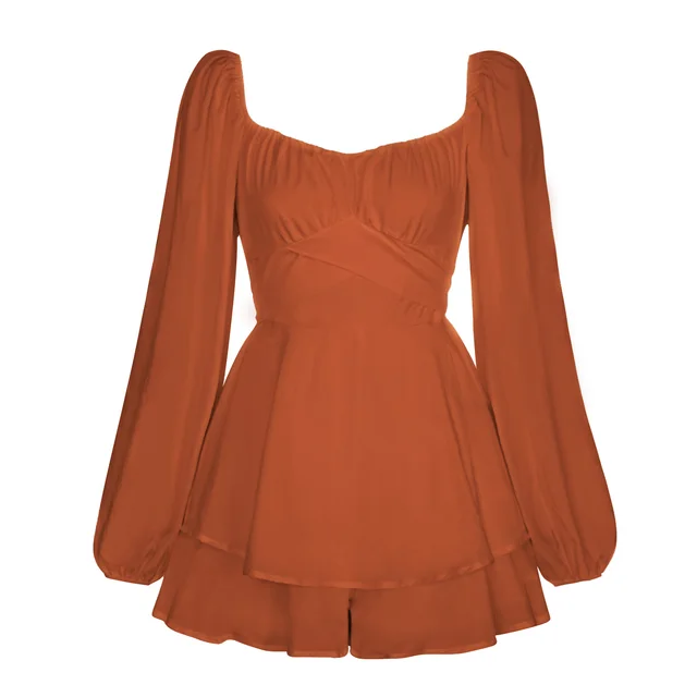 Puffärmel Rüschenschicht Mini Kleid