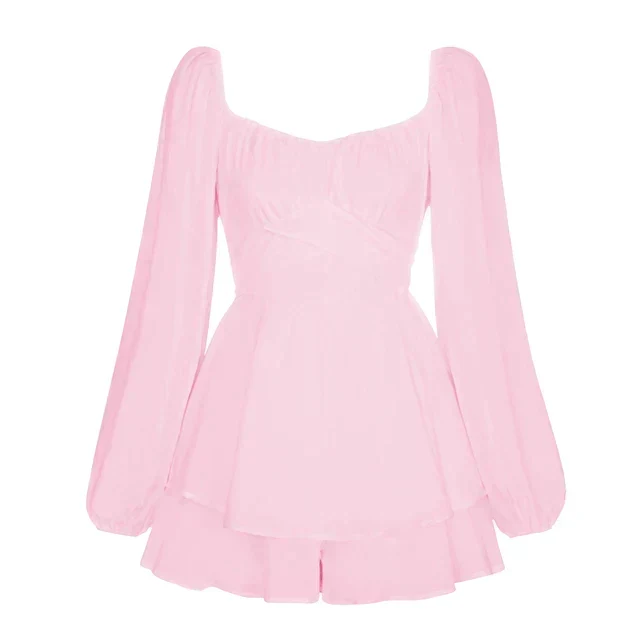 Puffärmel Rüschenschicht Mini Kleid