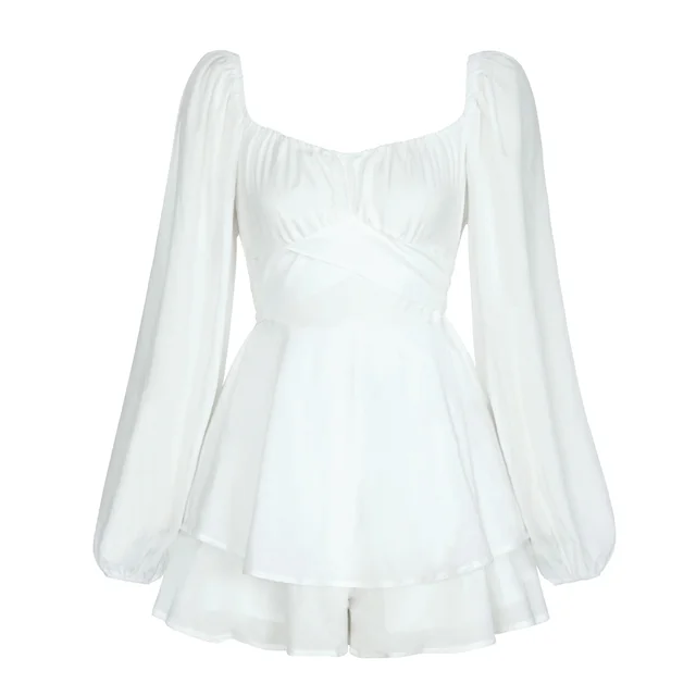 Puffärmel Rüschenschicht Mini Kleid