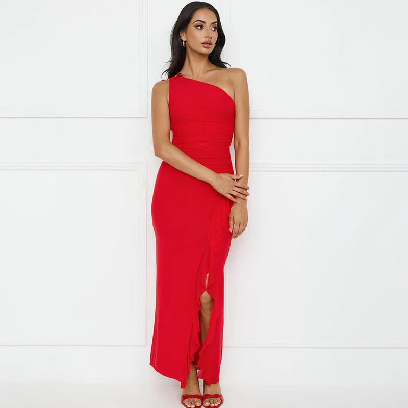 Damen Asymmetrisches Maxikleid mit Rüschendetails