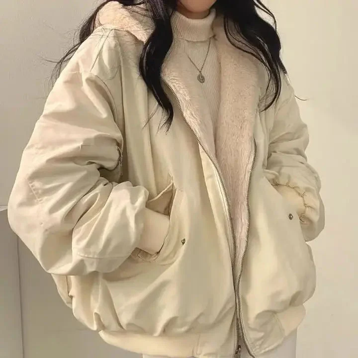 Übergröße Teddy Bomberjacke für Damen