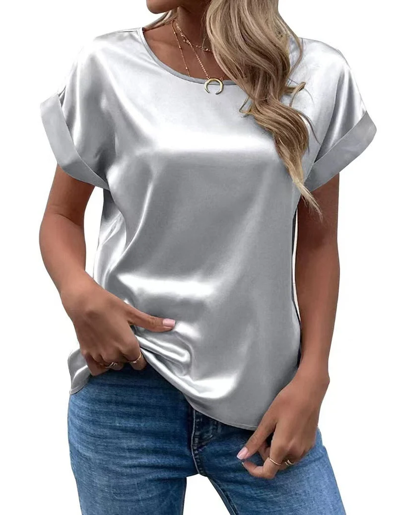 Damen Satin T-Shirt mit elegante Details