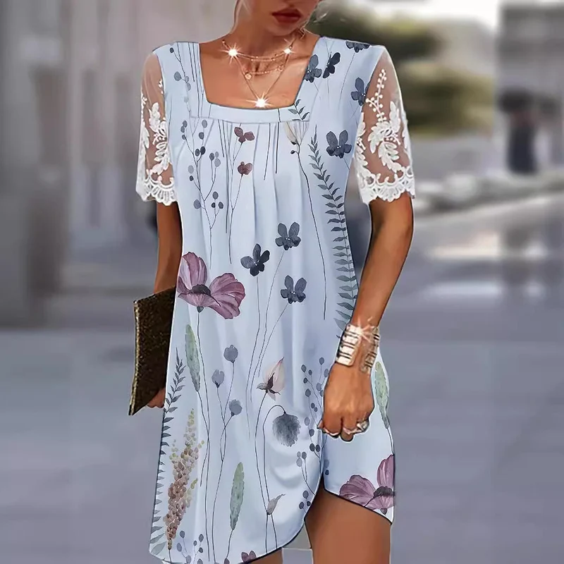 Damen Blumenmuster Shift Kleid