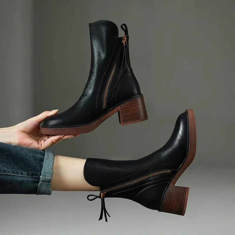 Lederstiefel | Blockabsatz | Schmale Knöchel | Absatzstiefel | Damenstiefel