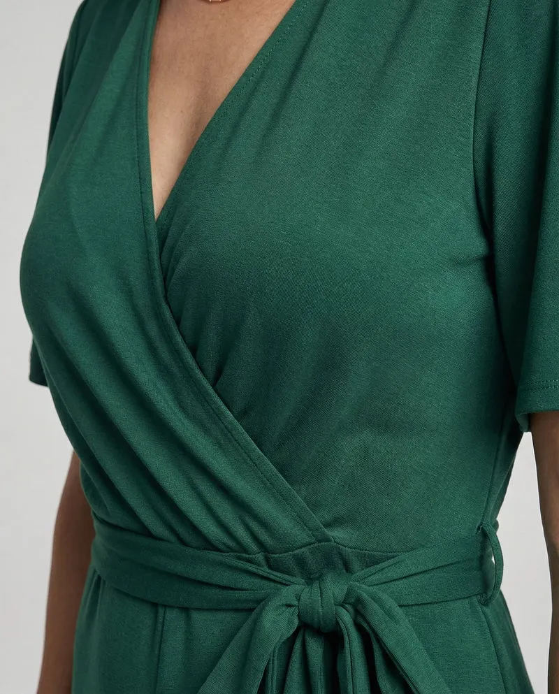 Damen Jumpsuit Wickeloptik weit