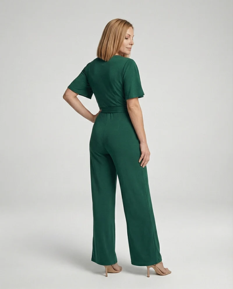 Damen Jumpsuit Wickeloptik weit