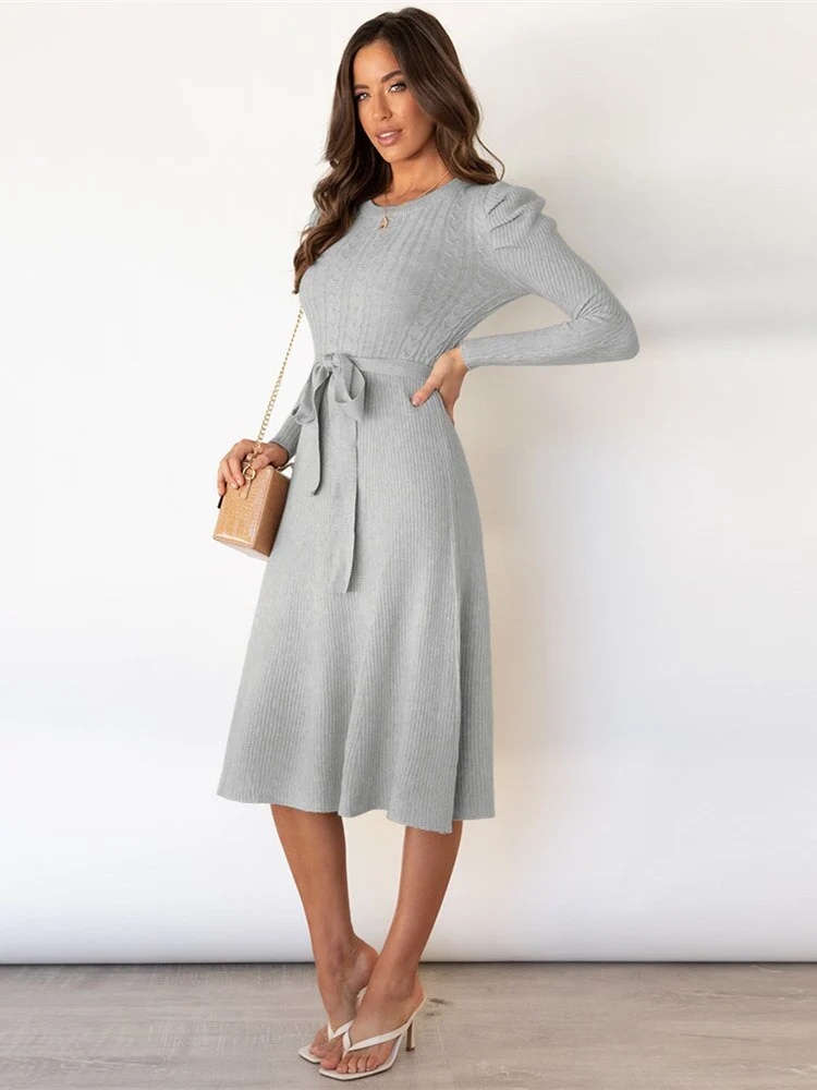 Strick-midi-Kleid mit Rundhalsausschnitt - Arvani