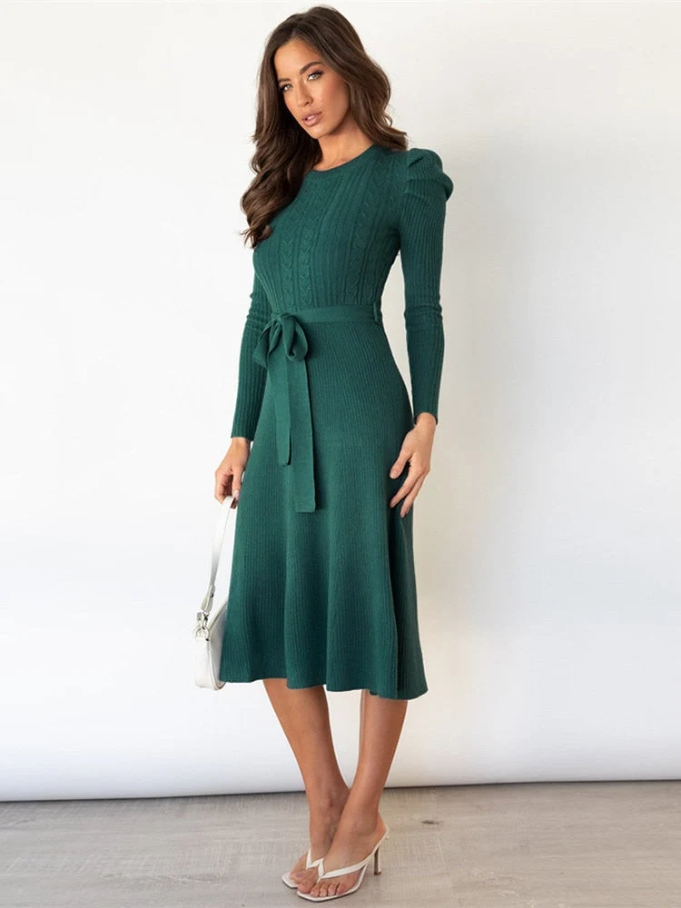 Strick-midi-Kleid mit Rundhalsausschnitt - Arvani