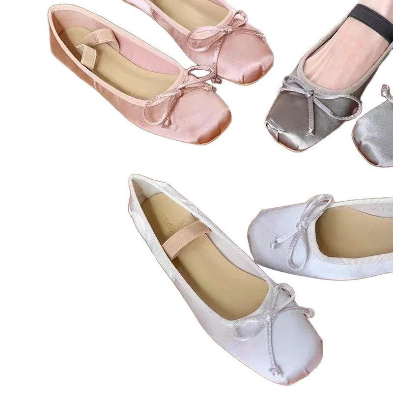 Damen Ballerina-Schuhe mit glamourösem Schleifendetail und flexiblem Riemendesign