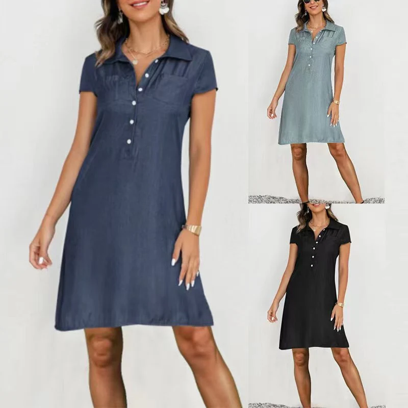 Damen Poloshirt-Kleid mit knöpfigem Ausschnitt und Brusttaschen
