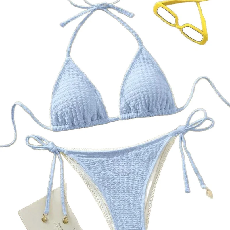 Damen Raffinierter Triangel-Bikini mit elegantem Rüschendesign