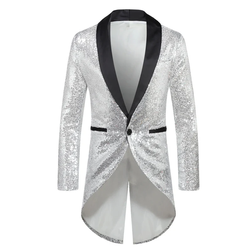 Herren Glitzernder Anzugblazer mit elegantem Schalkragen