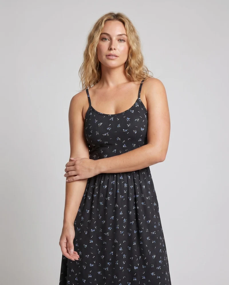Damen Fließendes Maxikleid mit zarten Trägern und floralem Design