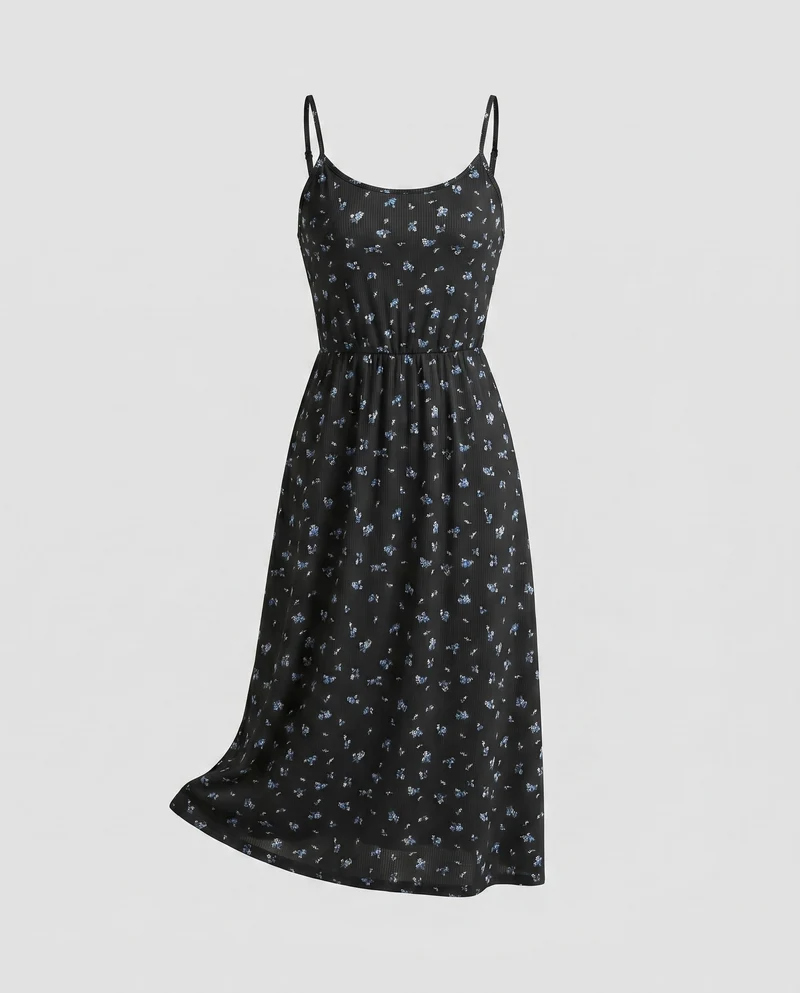 Damen Fließendes Maxikleid mit zarten Trägern und floralem Design